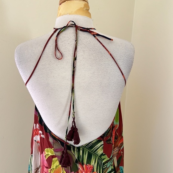 FARM Size S Mackaw leaves tropical halter backless long dress - Picture 3 of 11